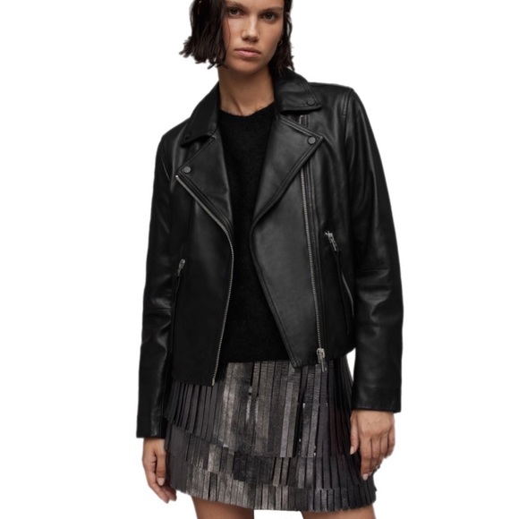 All Saints Dalby leather biker jacket NWOT - Picture 3 of 12